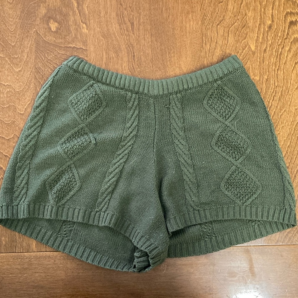 Green Knit Women's Shorts